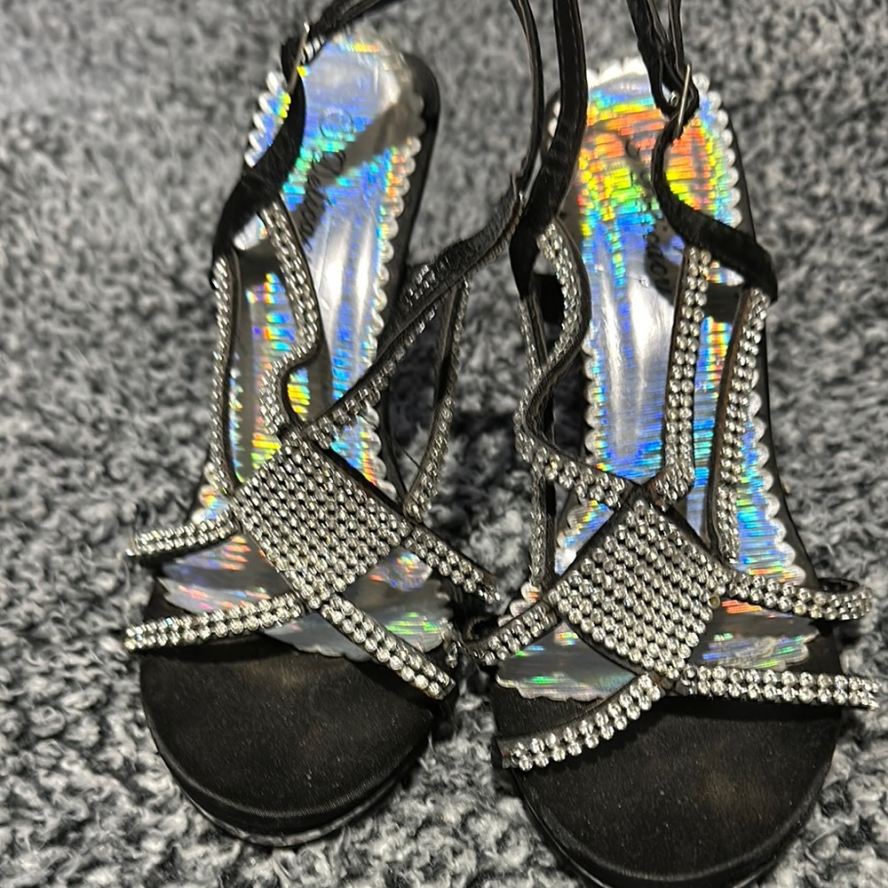 Elegant Black Rhinestone Women's Sandals
